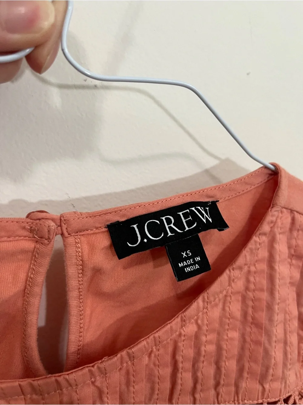 J. Crew Salmon Dusty Pink Lace Trim Blouse Top Short Puff Sleeve Size XS Office